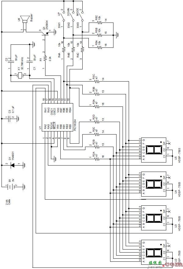 使用PIC16C54A单片机的数字时钟项目  第1张