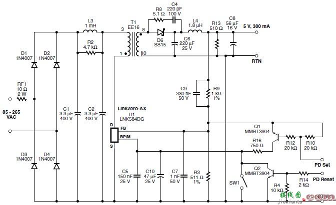 使用 LNK584DG IC 的 5 伏电源  第1张