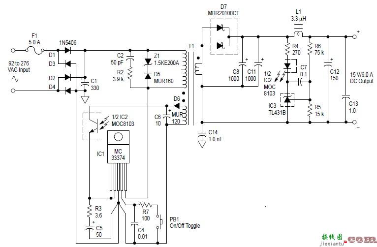 MC33374开关电源电路图  第1张
