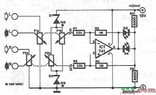 带控制功能的立体声平衡指示器电路图  第1张