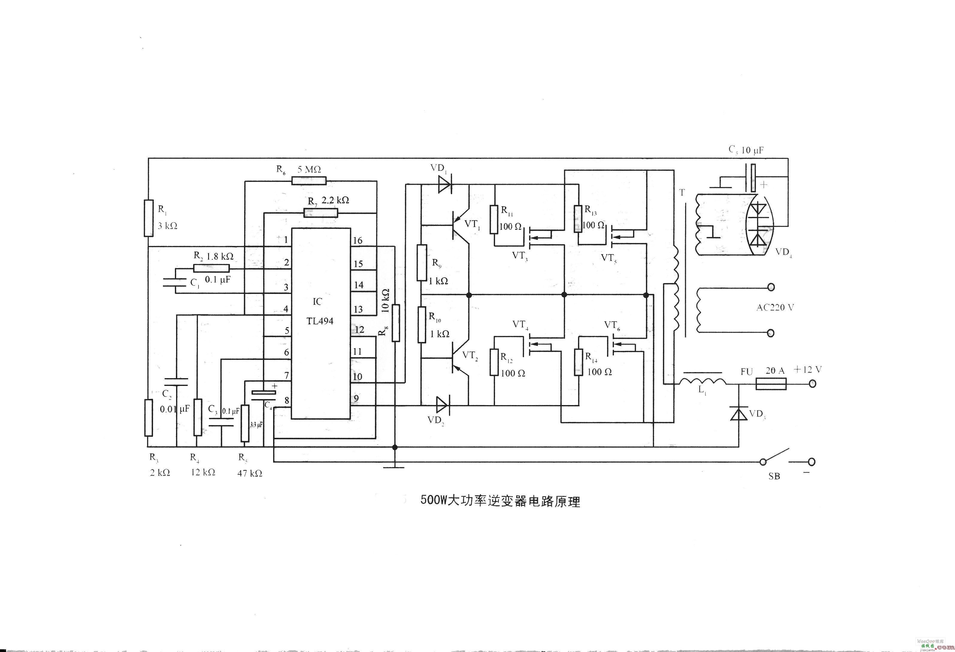 500W大功率变压器电路原理  第1张