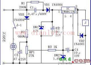 TWH8778组成的自动断电过压保护电路图  第1张