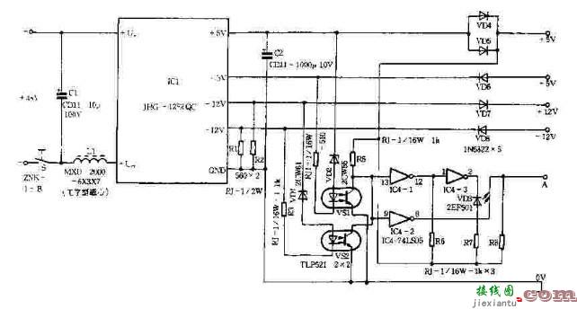 具有对称5V、12V稳压电源电路图  第1张