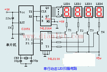 串行口动态扫描显示电路原理图  第1张