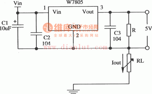 用W7805正集成稳压器组成的恒流源应用电路  第1张