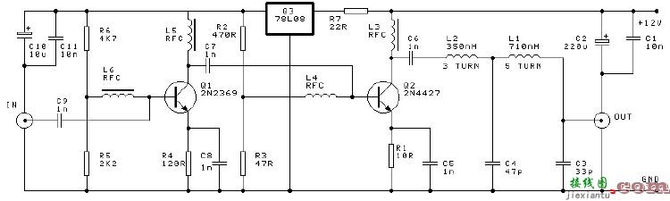 VHF放大器16 dB 250mW电路项目  第1张