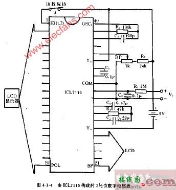 由ICL7116构成的3,1 2位数字电压表电路图及有关介绍  第1张