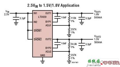 LT3029-双通道500mA/500mA低压差、低噪声、微功率线性稳压器的用例  第1张