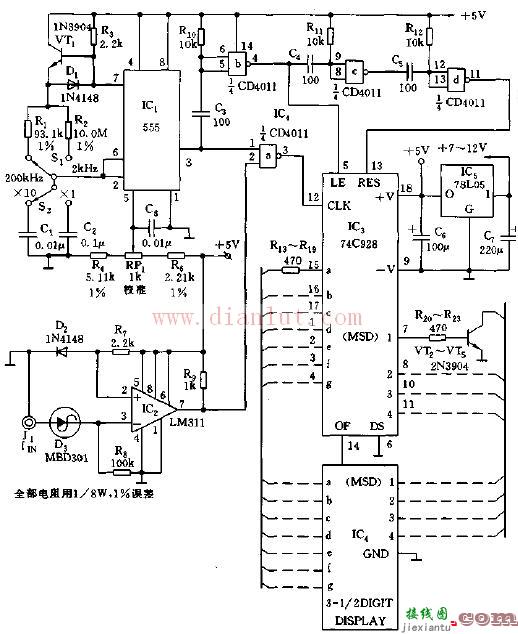 基于555的简易高位数字式频率计电路  第1张