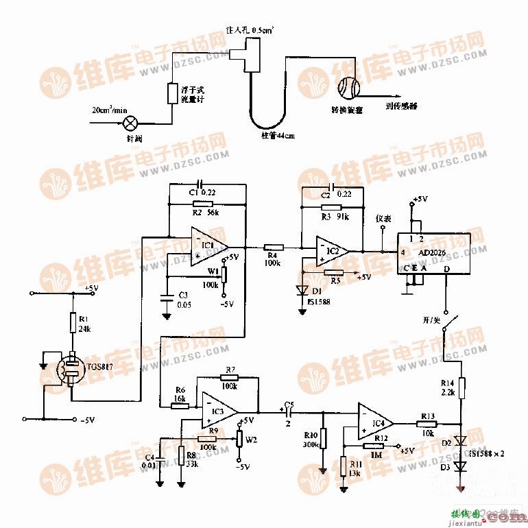 简易气体色谱仪的流路系统和电路图  第1张