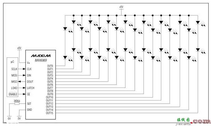 一款MAX6969的串行接口的LED驱动器电路图  第1张