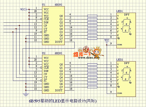 6B595驱动的LED显示电路图  第1张