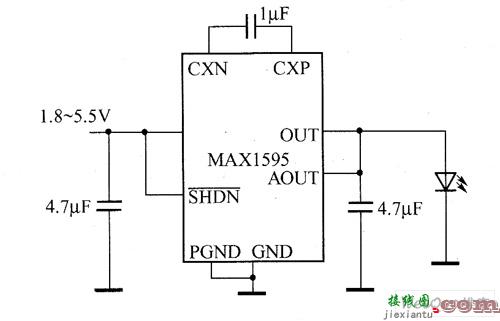 MAX1595驱动白光LED电路图  第1张