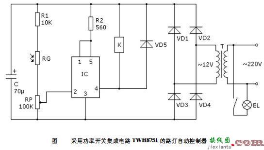 采用功率开关TWH875的路灯自动控制器电路  第1张