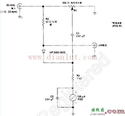 利用50MHZ射频（RF）电桥设计的电路图  第1张
