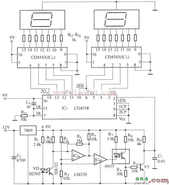 光电数字显示运行电路图及工作原理  第1张