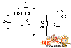 低功耗交流电闪烁灯电路图  第1张