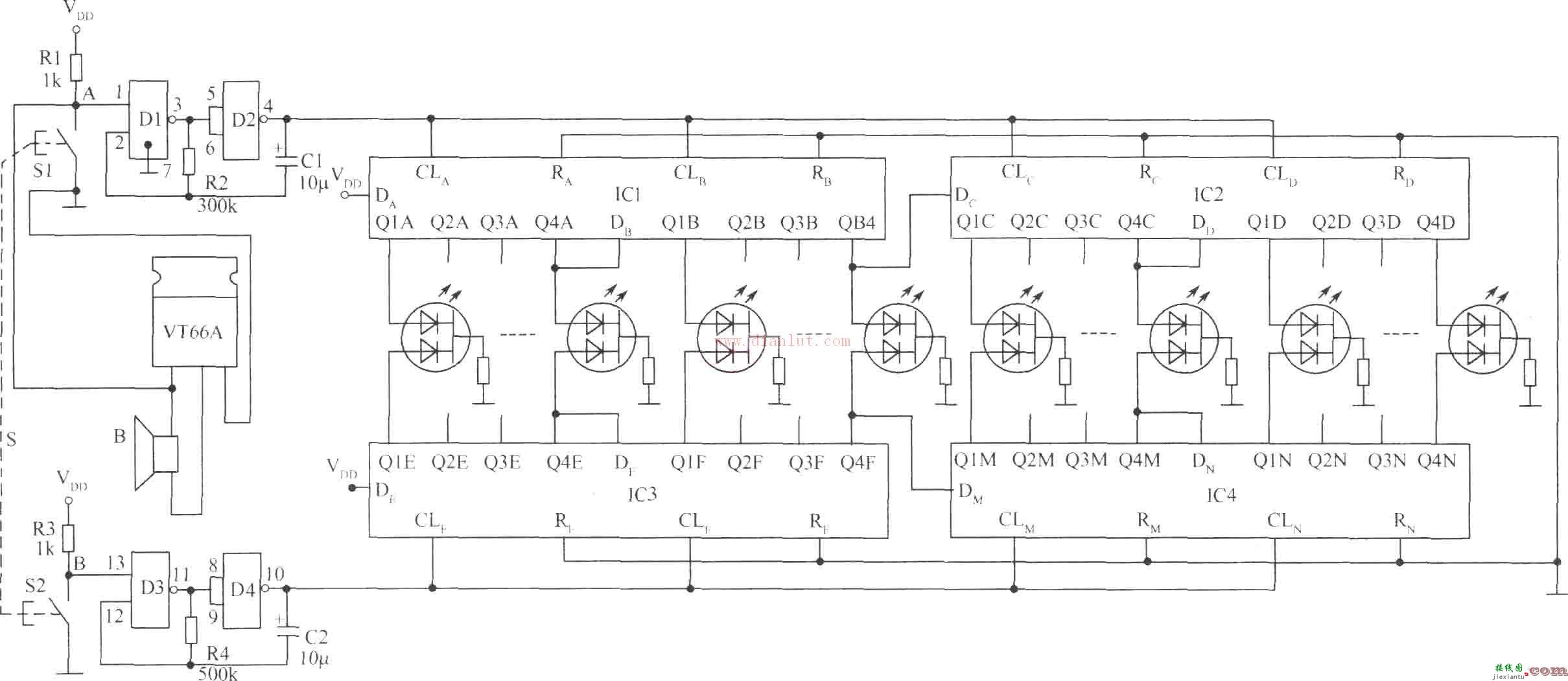 基于CD4051的电子游戏电路  第1张