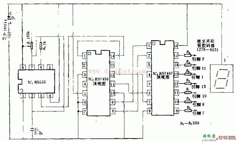 RS7490设计的数字计数演示电路图  第1张