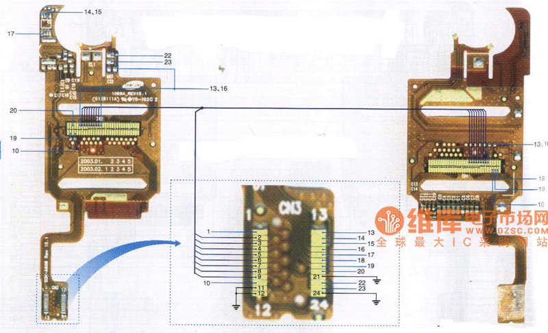 科健K518型手机排线元件分布图  第1张