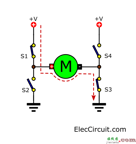 使用双极晶体管的基本 H 桥电机驱动电路  第2张