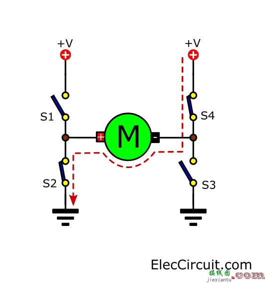 使用双极晶体管的基本 H 桥电机驱动电路  第3张