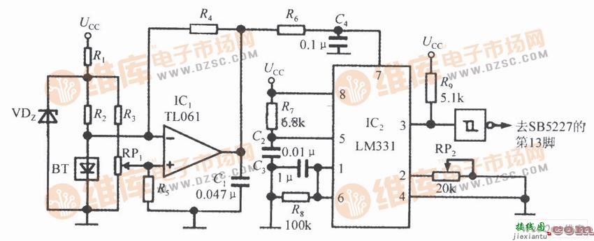 SB5527构成的温度检测电路图  第1张