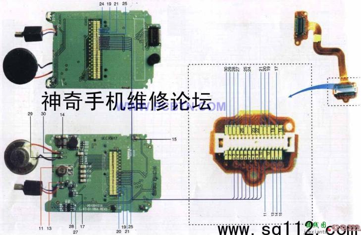 美晨T99+型手机排线元件分布及实物图  第1张