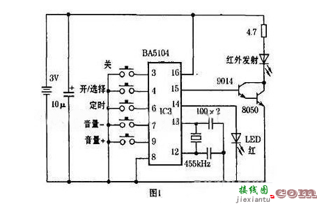 用BA5104/BA8206设计音响红外遥控电路  第1张