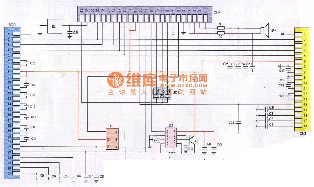 中桥C188型手机排线电路原理图  第1张