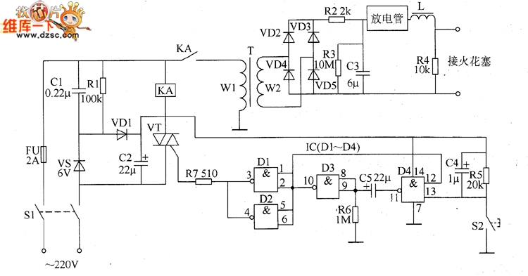 工业用电子点火器电路图  第1张