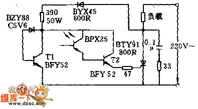 交流电网上的光电开关电路图  第1张