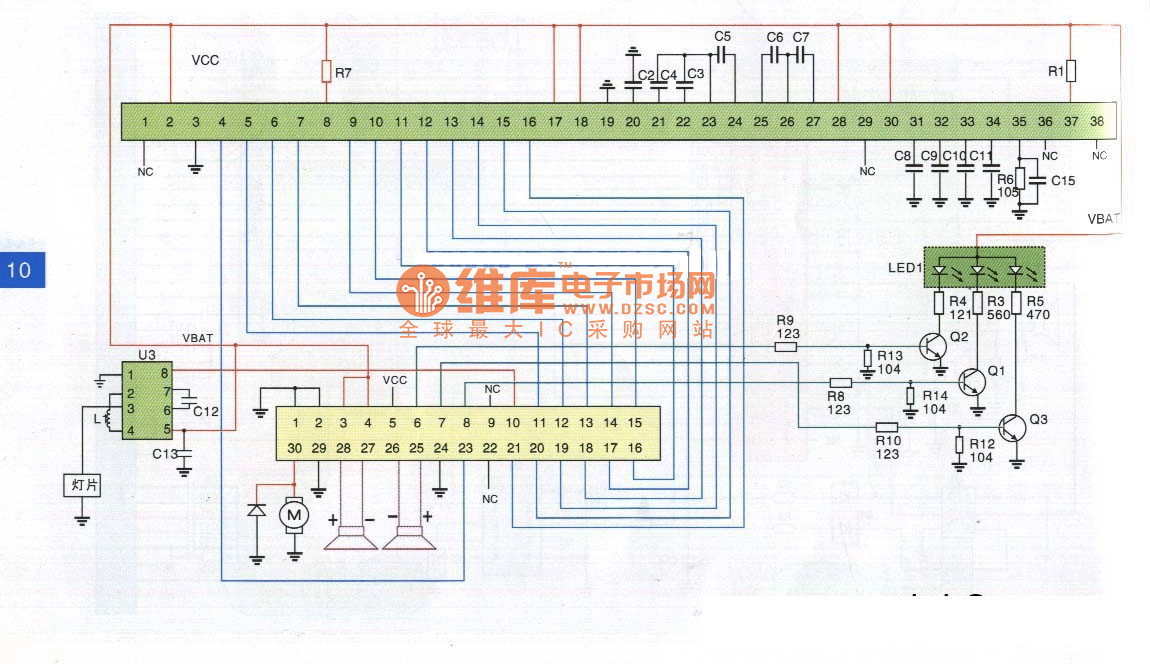 小灵通金鹏J818型手机排线电路原理图  第1张