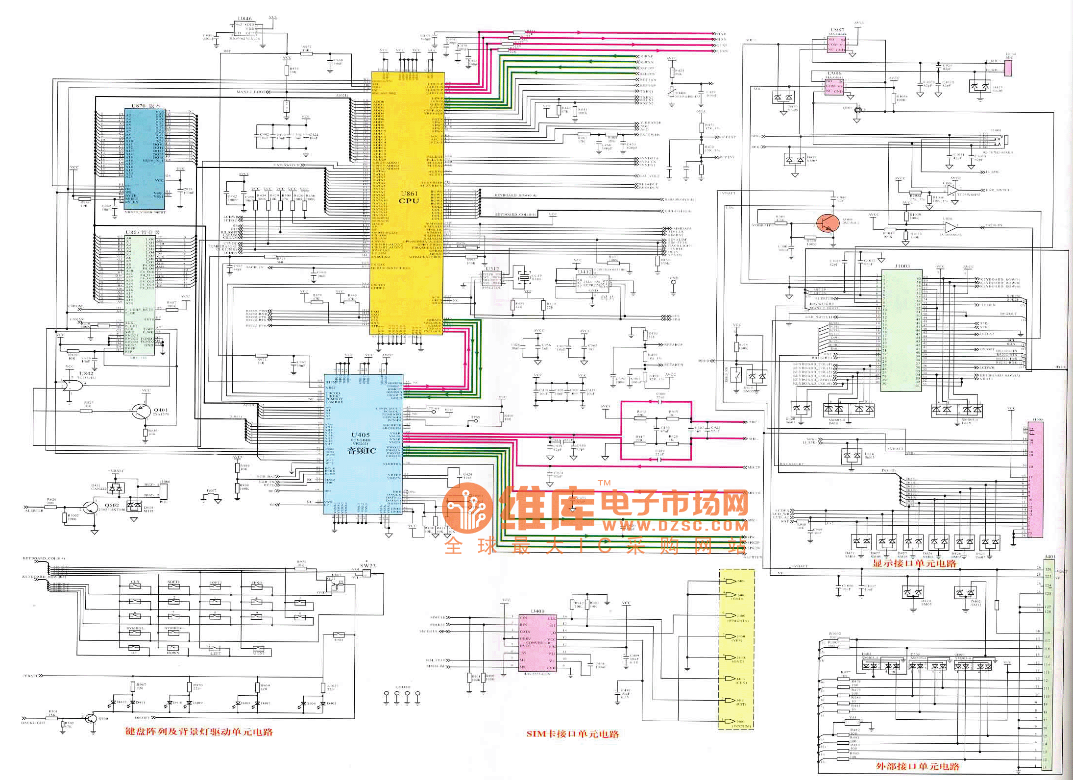 三星SGH-800型手机逻辑电路原理图  第1张