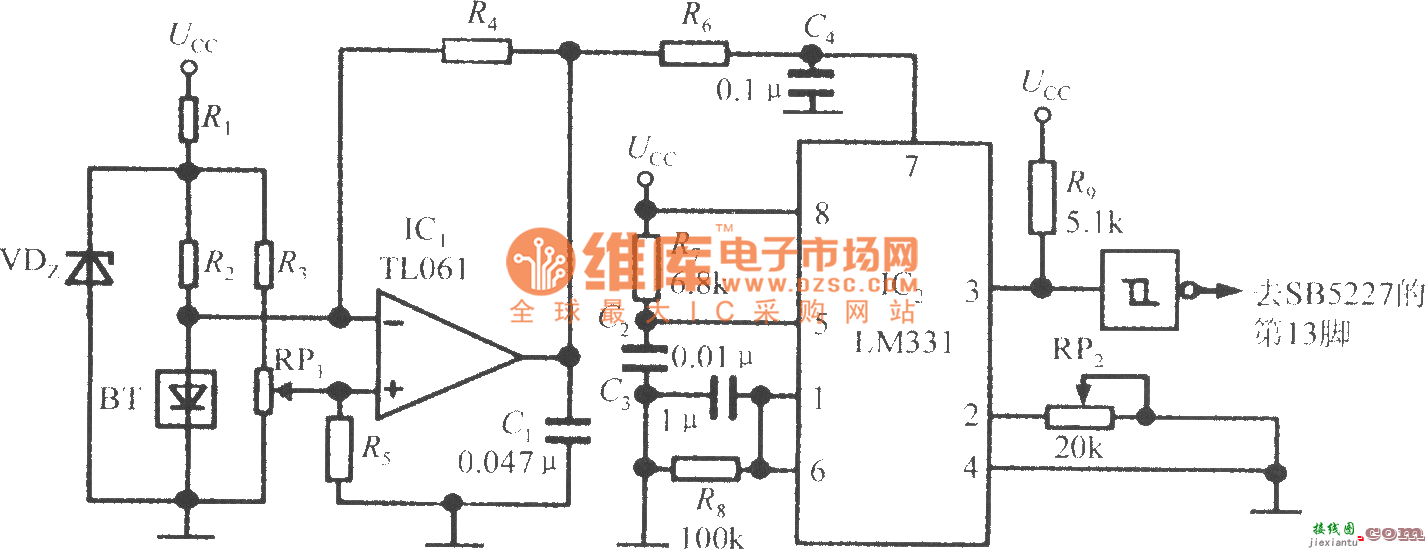 温度检测电路(智能化超声波测距专用集成电路SB5527)  第1张