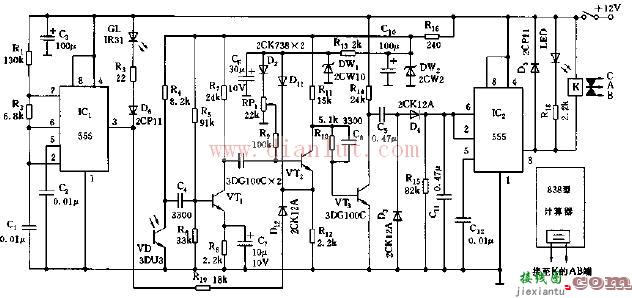 基于555定时器构成生产线自动计数装置电路  第1张