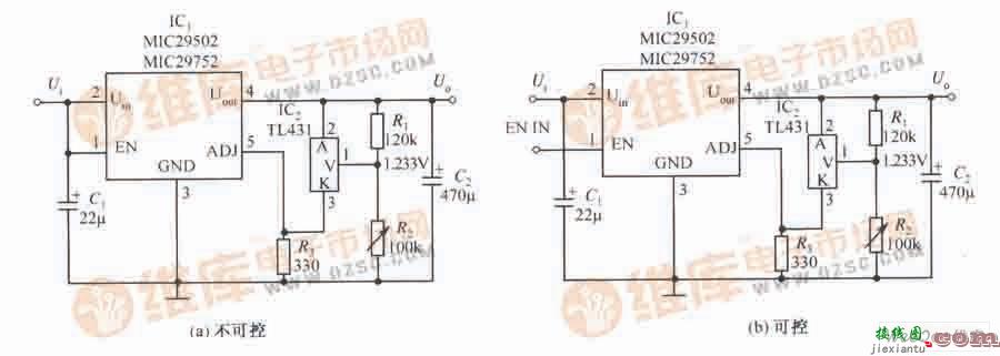 MIC29502／MIC29752构成的输出得到改善的稳压器电路  第1张