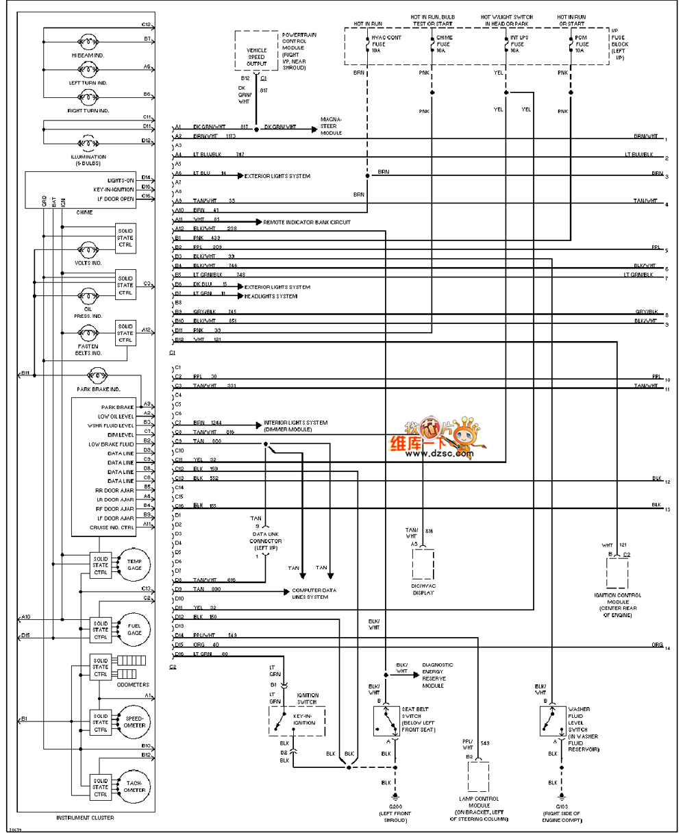 通用奥兹莫比尔仪表板电路图  第1张