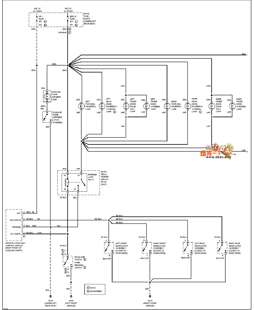 通用奥兹莫比尔门控灯电路图  第1张