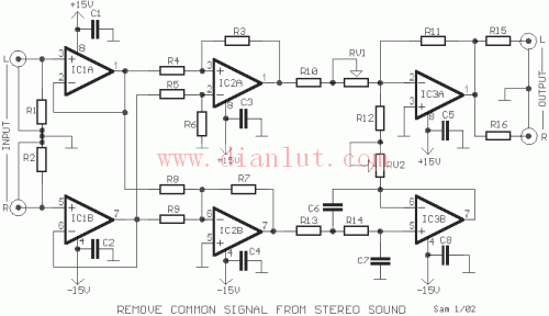 立体声音响除噪声音频电路  第1张