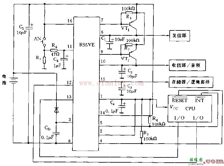 用RS5VE构成的便携式电话机的电源电路具体参数图  第1张