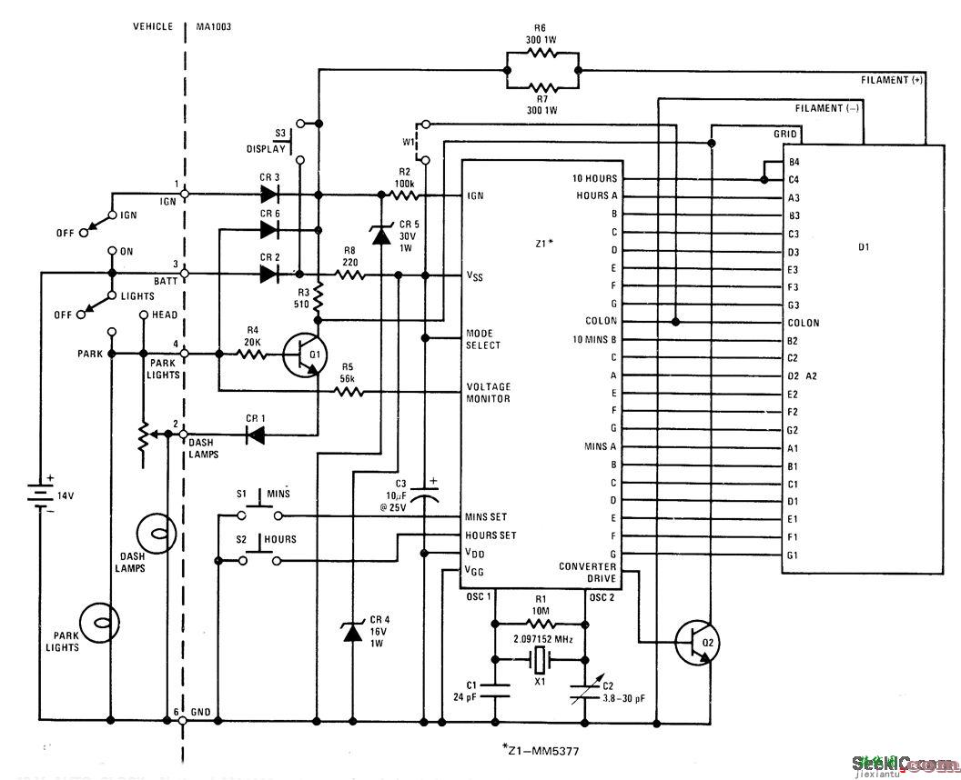 12V的自动时钟电路  第1张