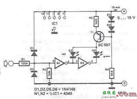 TTL和CMOS信号测试仪电路  第1张