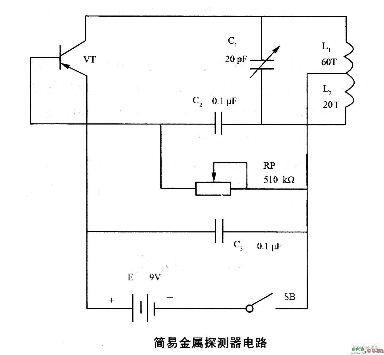 简易型金属探测器电路  第1张