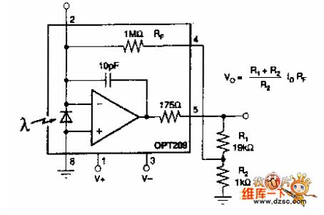 光检测T形反馈电路图  第1张