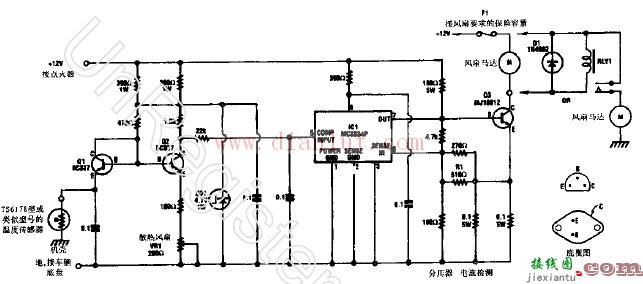 汽车电扇恒温控制开关的电路图  第1张