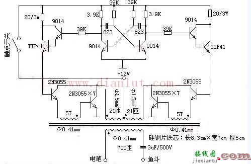 传统多功能多谐振荡鱼机电路图  第1张