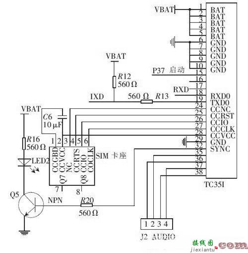 TC35I 与微控制器的电路连接图  第1张