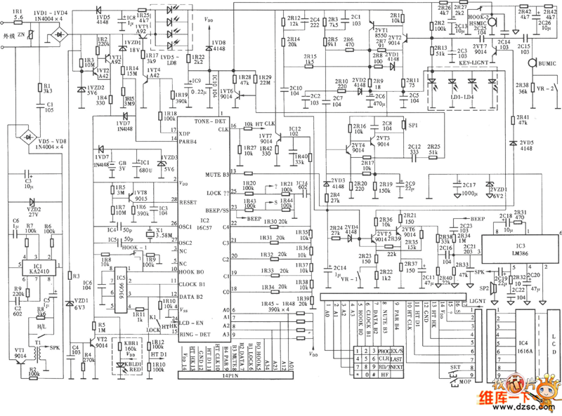 HA738型电脑计费电话机电路图  第1张