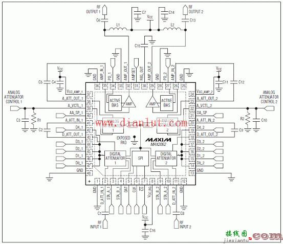 基于MAX2062的双路模数应用电路  第1张